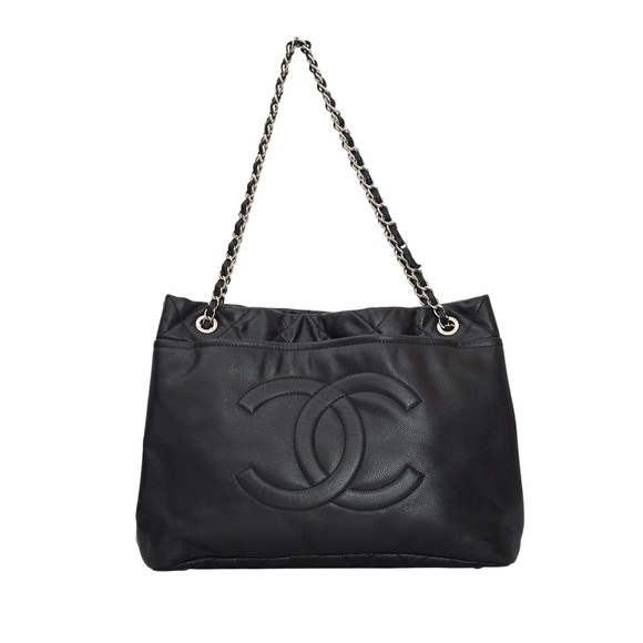 CHANEL VINTAGE CAVIAR BLACK LEATHER GRAND SHOPPING TOTE LARGE - Picture 1 of 11